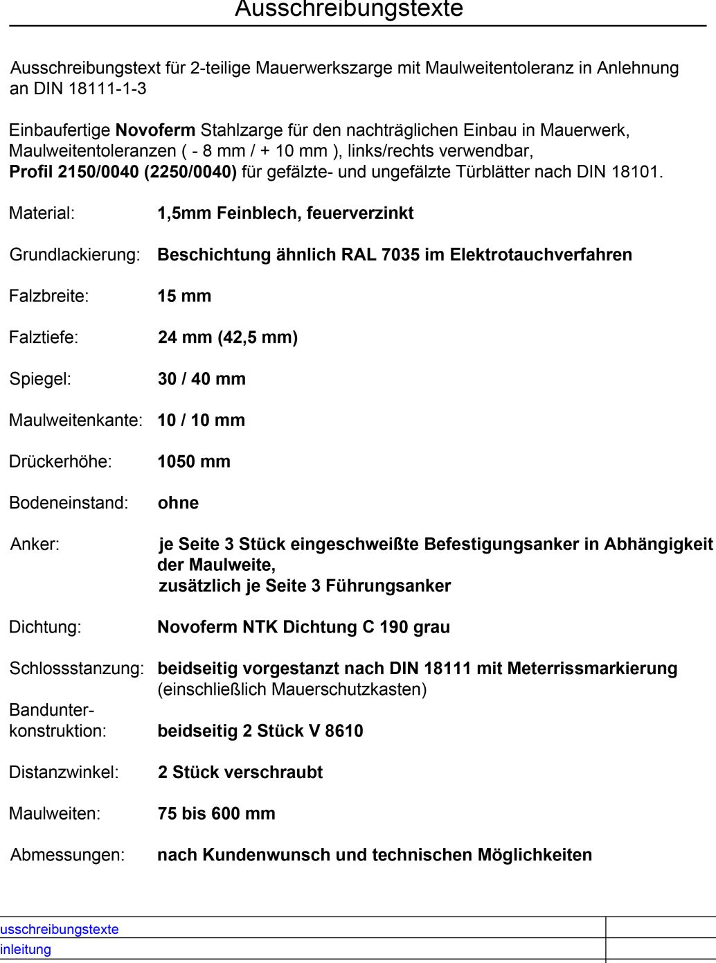 2-teilig mit Maulweitentoleranz Ausschreibungstexte
