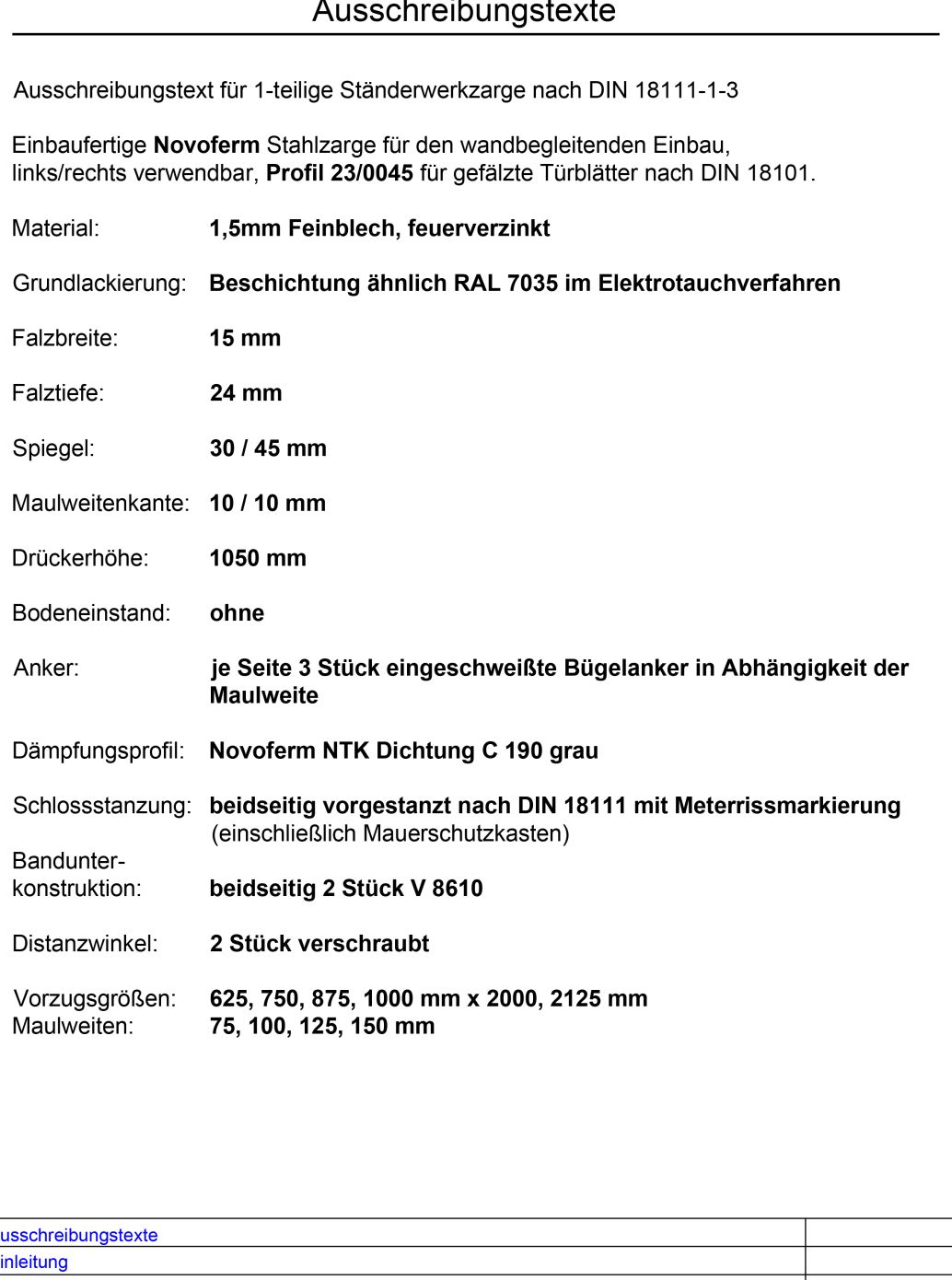 Profil 23.0045 Ausschreibungstexte