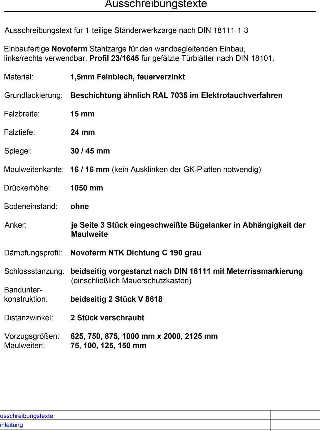 Profil 23.1645 Ausschreibungstexte