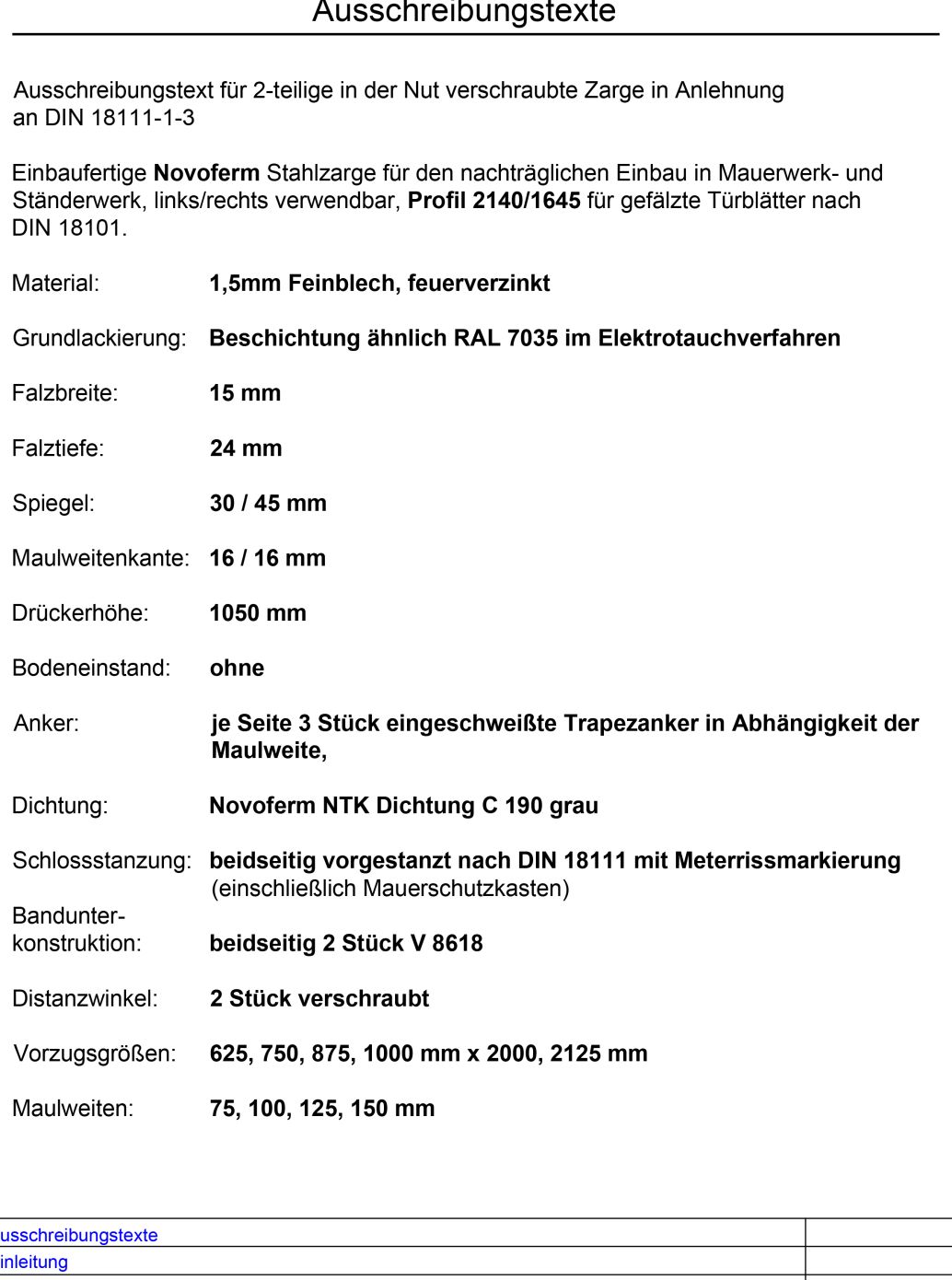 Ausschreibungstexte