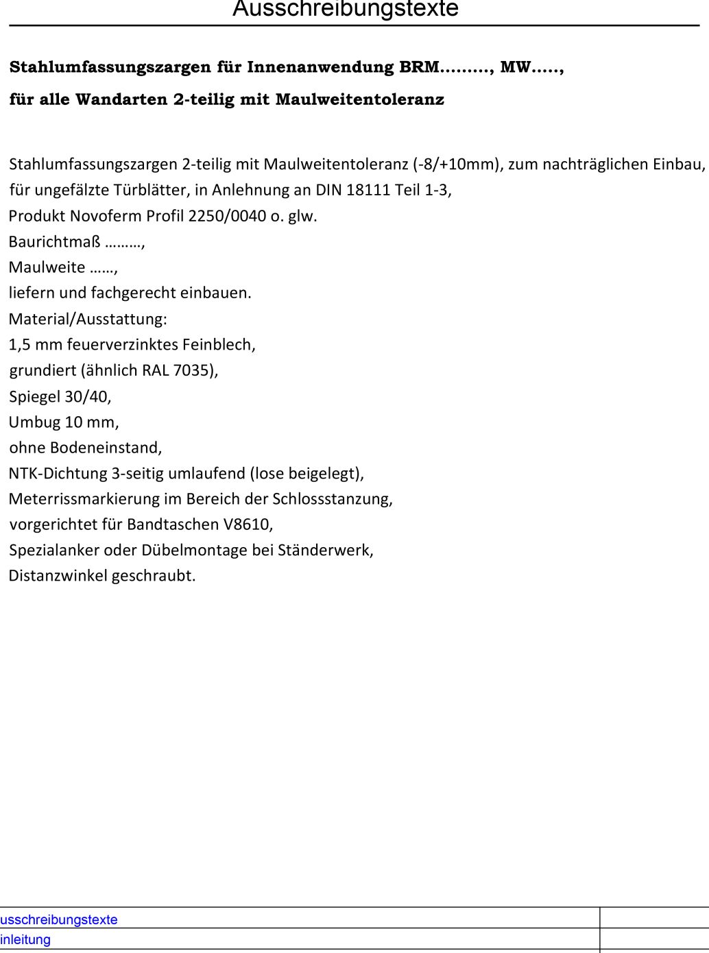 Ausschreibungstexte