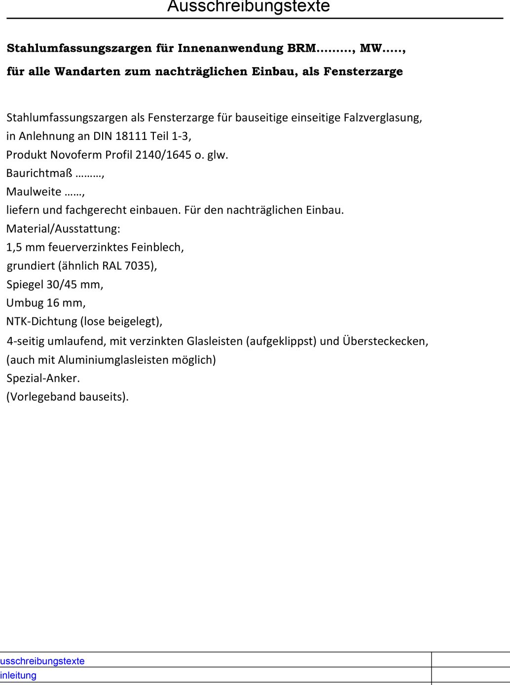 Ausschreibungstexte
