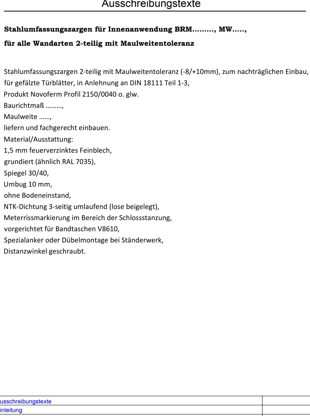 Ausschreibungstexte