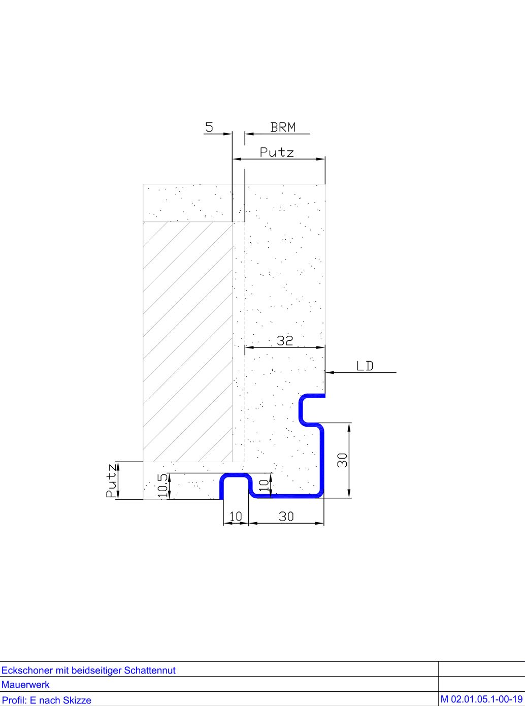 Eckschoner mit beidseitiger Schattennut