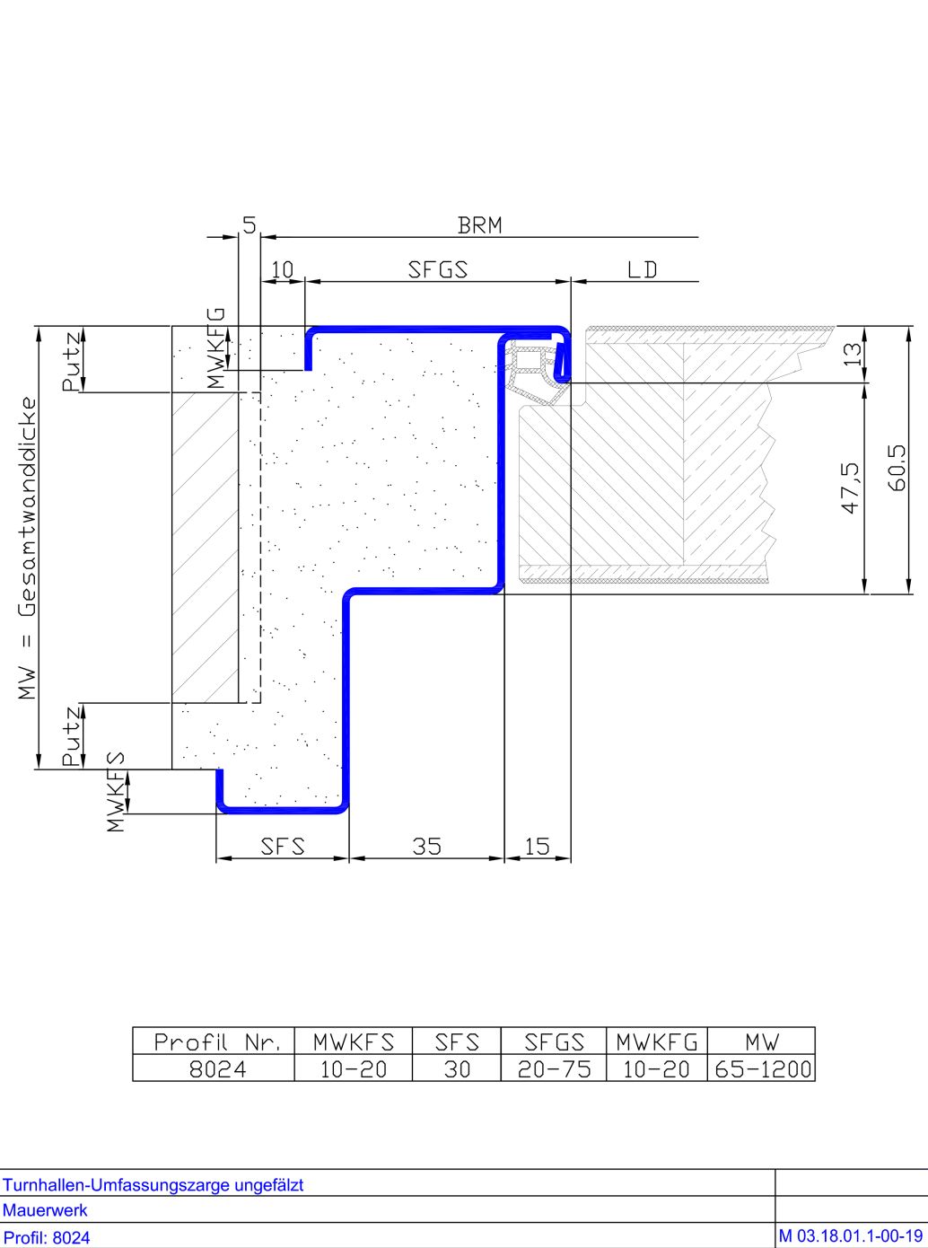 Turnhallen-Umfassungszarge