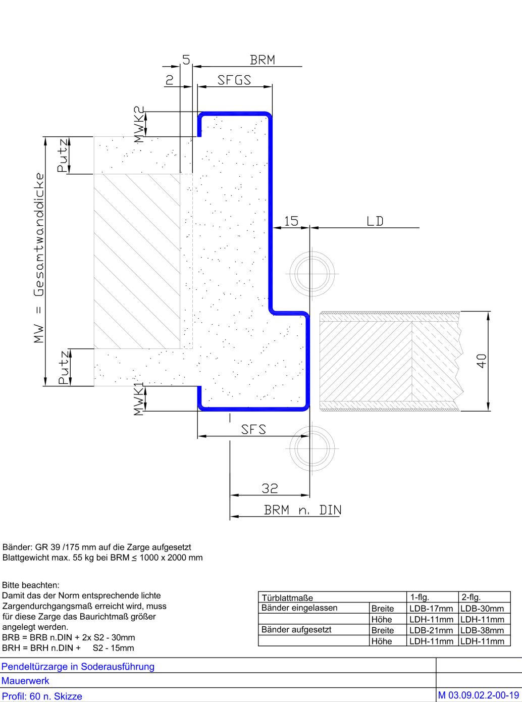 Pendeltuerzarge nach Skizze