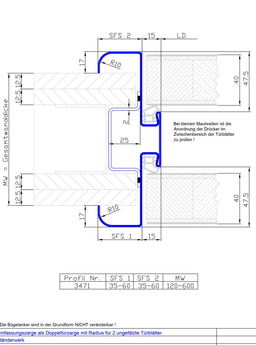 Doppeltuerzarge mit Radius
