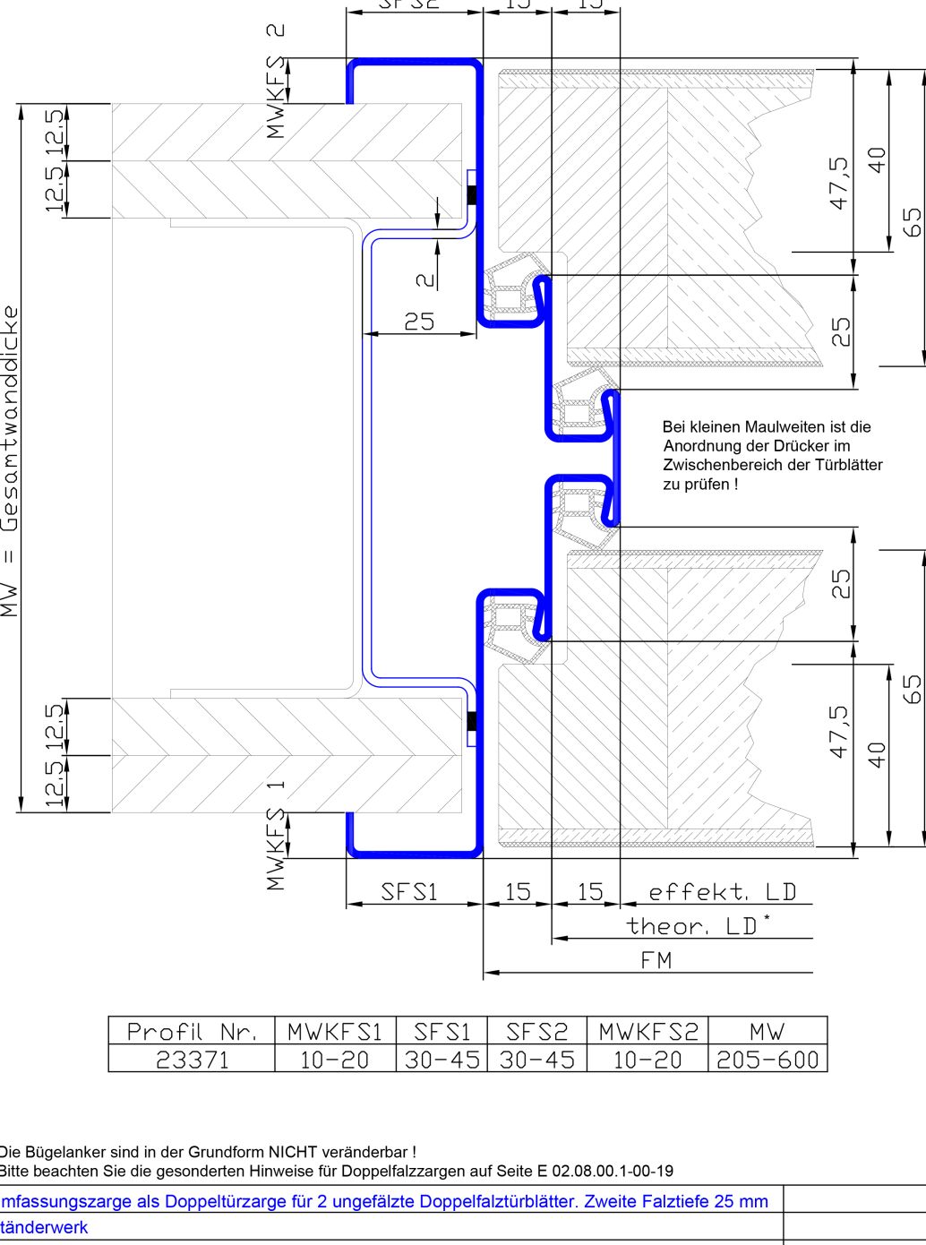 Doppeltuerzarge mit Doppelfalz. 2.FT 25